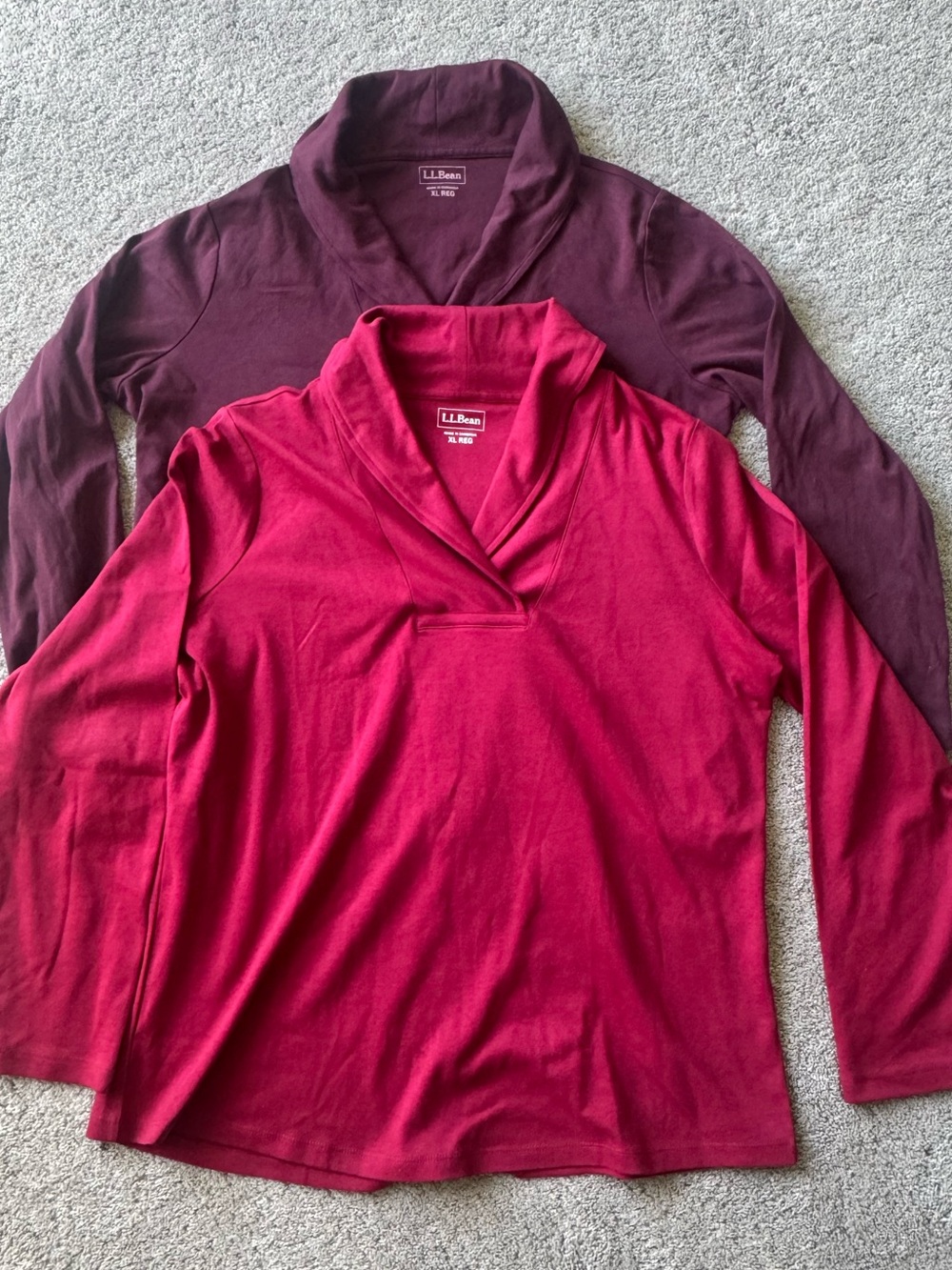 Bundle of Two LLBean Shawl Collar Pullovers 100% Cotton